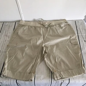 NWOT Woman Within Lightweight Cotton Beige Cargo Style Capri's Women's Size 28W - Picture 1 of 8