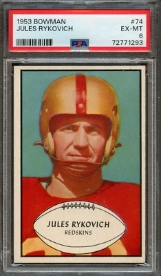 FB - 1953 Bowman - #74 - Jules Rykovich - PSA 6 - EX-MT - Image 1 of 2