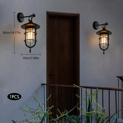 Lámpara de Pared Exterior Antigua Linterna Interior Lámpara Aplique Porche sin Bombilla E2 Foto 1 de 4