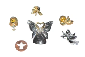 Angel Tack Pins Brooch Lucky Penny Happy Face Set of 5 - Picture 1 of 7