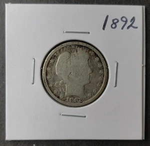 1892 25c Barber Silver Quarter Dollar - Picture 1 of 3