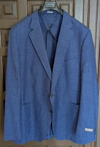 PETER MILLAR Hyperlight Wool Silk Linen Sport Coat, Blue, Textured, Size 50 L - Picture 1 of 7