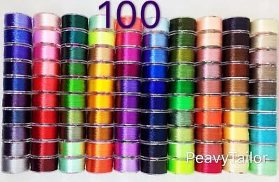100 Colors Prewound Embroidery Thread Bobbins 40 Wt Polyester Embroidery  - Image 1 of 4