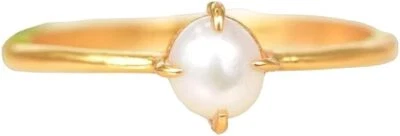 PERLA NATURAL 925 PLATA ESTERLINA JUNIO PIEDRA DE NACIMIENTO NAVIDAD PEQUEÑO ANILLO PARA MUJER Foto 1 de 4
