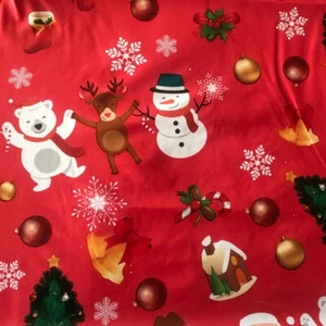  Red Santa Vinyl Tablecloth | 140 x 240 cm Oblong | Xmas Wipe Clean Plastic Pvc - Picture 1 of 2