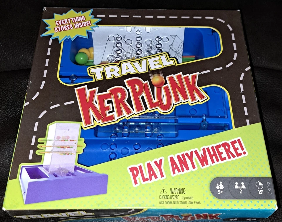 Mattel Games Travel Kerplunk Portable Kids Game With Built-in Storage for 5