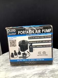 PURE COMFORT RECHARGEABLE ELECTRIC PORTABLE AIR PUMP AC/DC 120V AC 60HZ MOTOR 6V - Picture 1 of 4