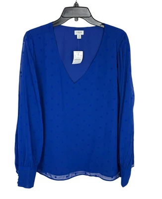 J. Top de gasa Crew para mujer talla 3 x azul puntos flocados semi transparente clásico Foto 1 de 4