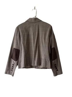 Chaqueta Blazer Mossimo Tostada Codo a Cuadros Gamuza Parches Mujer’s Talla XL Academia Foto 1 de 4