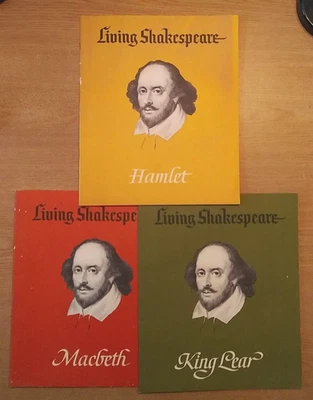 Lot Of 3 Living Shakespeare Acting - King Lear, Macbeth, Hamlet 1961 - Free Ship Foto 1 de 2