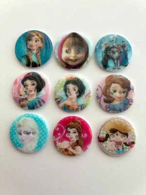 Character buttons 23mm Snow White Frozen Elsa Ana Princess Belle Princess Sophia