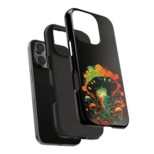 Custodia fungo psichedelico, cover telefono resistente per S24, S23, iPhone, regalo unico - Foto 1 di 22