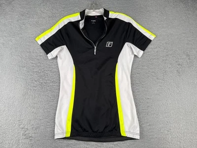 Fluid Cycling Jersey Women 8 Black White Yellow 1/4 Zip Short Sleeve Polyester - Image 1 of 4