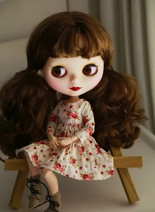 Neo Blythe Puppe braune Haare individuell BJD mattes Gesicht OOAK weiße Haut 1/6 Gelenk Körper - Bild 1 von 24