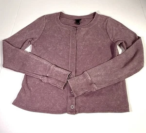 Art Class Mädchen Large 10/12 beere lila Waffelmuster voller Druckknopf vorne LS Shirt - Bild 1 von 8