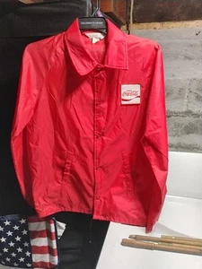 Vintage Coca Cola Jacket Small Red Nylon Snap Patch Active Generation USA Medium - Picture 1 of 4