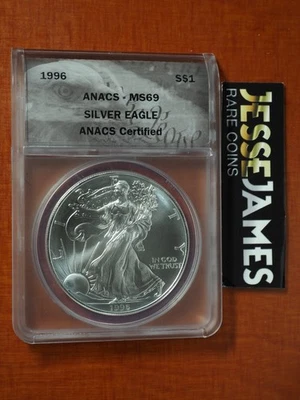 1996 $1 AMERICAN SILVER EAGLE ANACS MS69 - Image 1 of 2