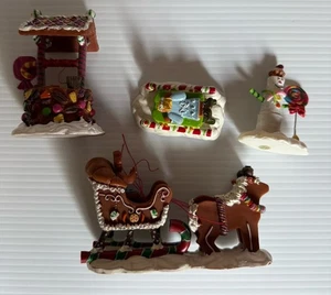Lemax Sugar N Spice Gingersleigh And Wishing Well With Sled And Snowman No Boxes - Picture 1 of 7