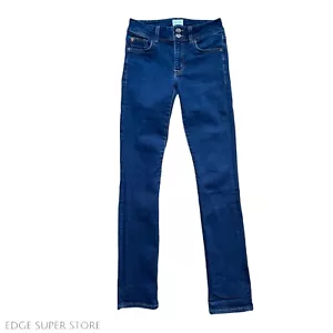 Hudson Ginny Dark Blue Wash Faded Straight Distressed Denim Pants Jeans Size 25 - Picture 1 of 5