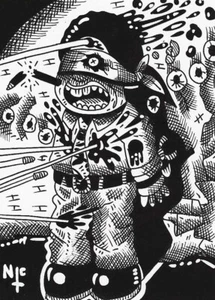 GPK CUSTOM,  SKETCH CARD, INKS ON GLOSS PAPER, CORRECT SIZE!, slain wayne - Picture 1 of 2
