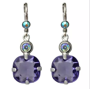 KIRKS FOLLY TWINKLE TWINKLE LEVERBACK EARRINGS tanzanite / silvertone - Picture 1 of 2