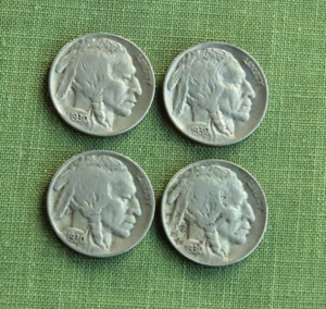 LOT OF 4 BUFFALO NICKELS 1930 - S (3) & P ALL VERY FINE OR BETTER NICE COINS - Picture 1 of 2