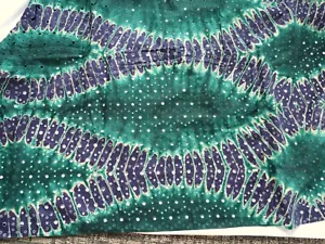Green Purple Hippie Tie Dye Print Cotton Laser Eyelet FABRIC Goods 4.5 Yards - Picture 1 of 5