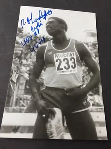 Foto firmada por ROBERTO HERNANDEZ plata olímpica 1992 LA 4x400m autógrafo 9 x 14 - Imagen 1 de 1