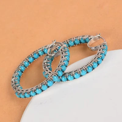 Pendientes de aro turquesa, turquesa y aro de la Bella Durmiente de Arizona en Foto 1 de 3