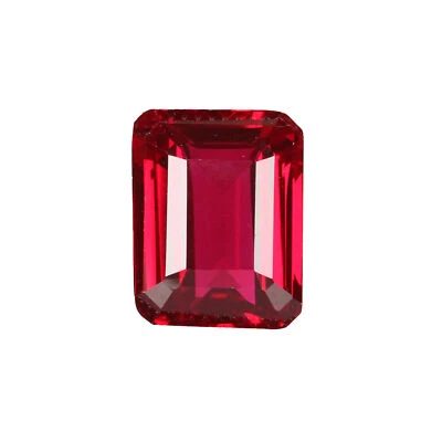 Sri Lanka Red Color Ruby Emerald Shape 11 Carat Imitation Created Gemstone - Image 1 of 4