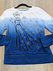 Disney Store Frozen Sweatshirt Womens XL Blue Ombre Long Sleeve Elsa Graphic