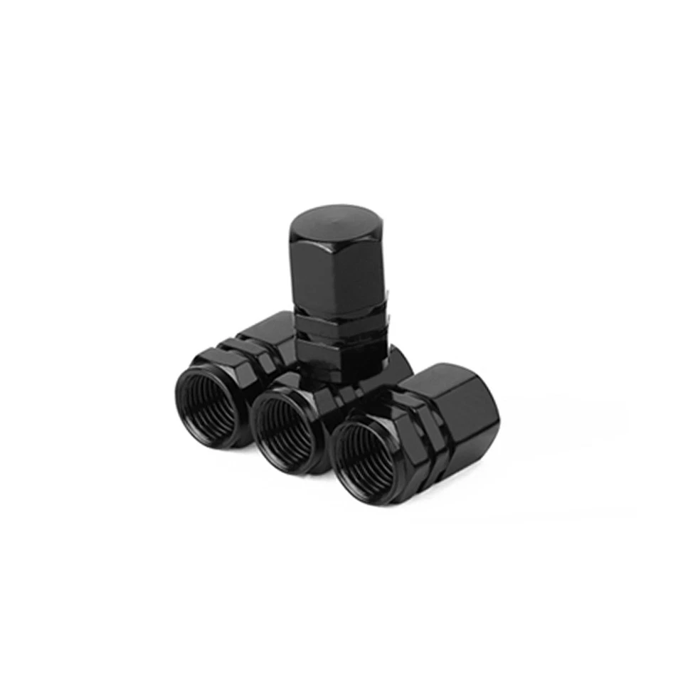 Tapas de vástago de válvula de neumático de rueda de coche de aluminio negro 4 piezas para Yamaha Suzuki Honda Foto 1 de 2