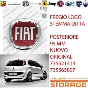 FIAT GRANDE PUNTO EVO FREGIO LOGO STEMMA DITTA POSTERIORE 95 MM ORIG 735521414 - Picture 1 of 1
