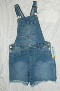 NEW Youth Girls CAT and JACK Brand Denim Overall Shorts size XL 14-16 - Picture 1 of 9