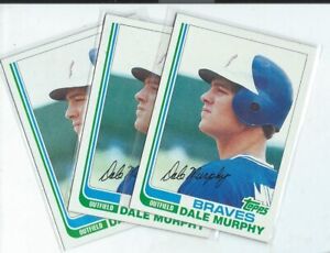 1982 Topps #668 Dale Murphy Braves 3-card near mint Lot