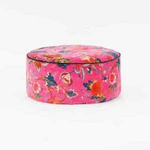 Floral Printed Large Zipped Throw Hippie Decorative Ottoman Cover Boho Poufs - Picture 1 of 2