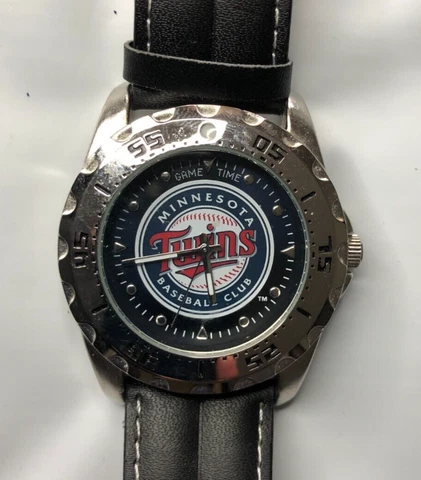 Minnesota Twins Game Time Wristwatch with Leather Band Cover