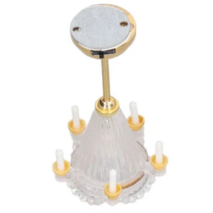 NUEVO 1/12 Lámpara de araña miniatura para casa de muñecas con 5 velas LED mini lámpara de techo decoración - Imagen 1 de 20