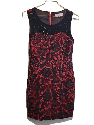 Vestido de lã rayon preto e vermelho lantejoulas com zíper Deco tamanho grande  - Imagem 1 de 4