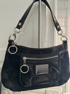 Coach Poppy Op Art Black Signature Collection Shoulder/handbag - Picture 1 of 19