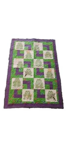 New Green Frog Coverlet or Baby Blanket, Quilt Handmade - Picture 1 of 3