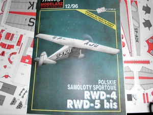 RWD-4/5 bis Sportflugzeug Karton Modell mit Selbstklebende Karton-Teile 1:33 - Picture 1 of 1