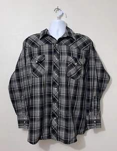 Wrangler Herren Western Hemd kariert Langarm Perlen Druckknöpfe Größe 2XL Reitsport - Bild 1 von 5