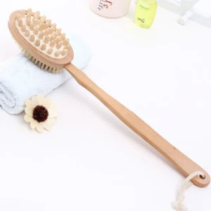 Long Handle Double Sided Shower Body Bath Bristle Brush Back Scrubber Massager - Picture 1 of 11