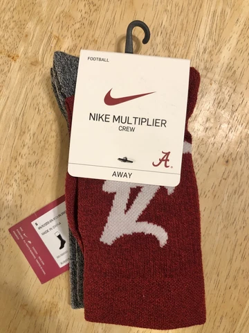 Nike® Alabama NCAA Crimson Tide Multiplayer Crew Socks SX7923-990 Home/Away Pair Cover