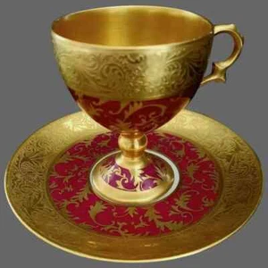 Limoges handbemalt gold verkrustete Teetasse Untertasse Set - Bild 1 von 10
