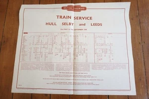 Póster del horario del ferrocarril británico 1949 casco Selby Leeds - Imagen 1 de 5