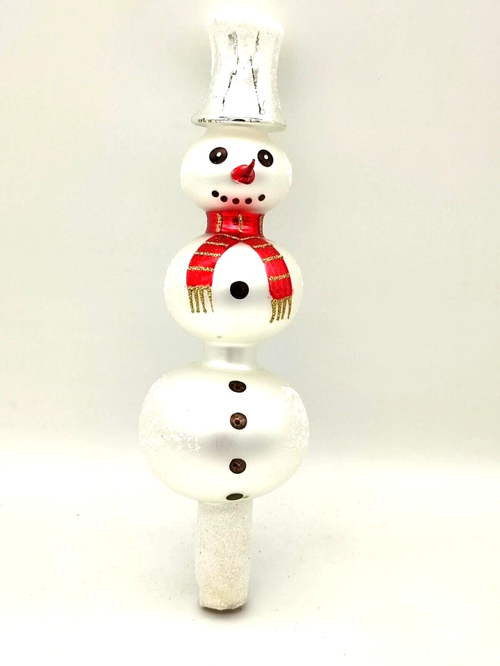 Christbaumspitze Schneemann silber Glas, Baumspitze Christbaumschmuck (VO1720) - Bild 1 von 1