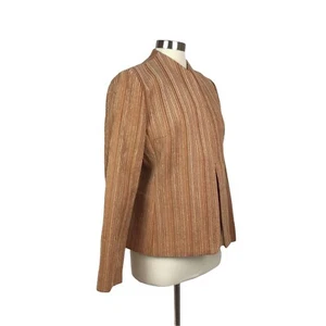 Due per Due Size 14 Orange Tan Stripe Open Frint Jacket Business Career Office - Picture 1 of 10