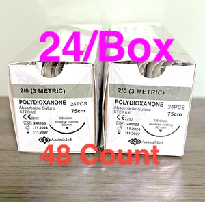 Veterinary Suture 2/0 PDS/PDO Dental Medical 48ct (2 Boxes) 30mm - Picture 1 of 9